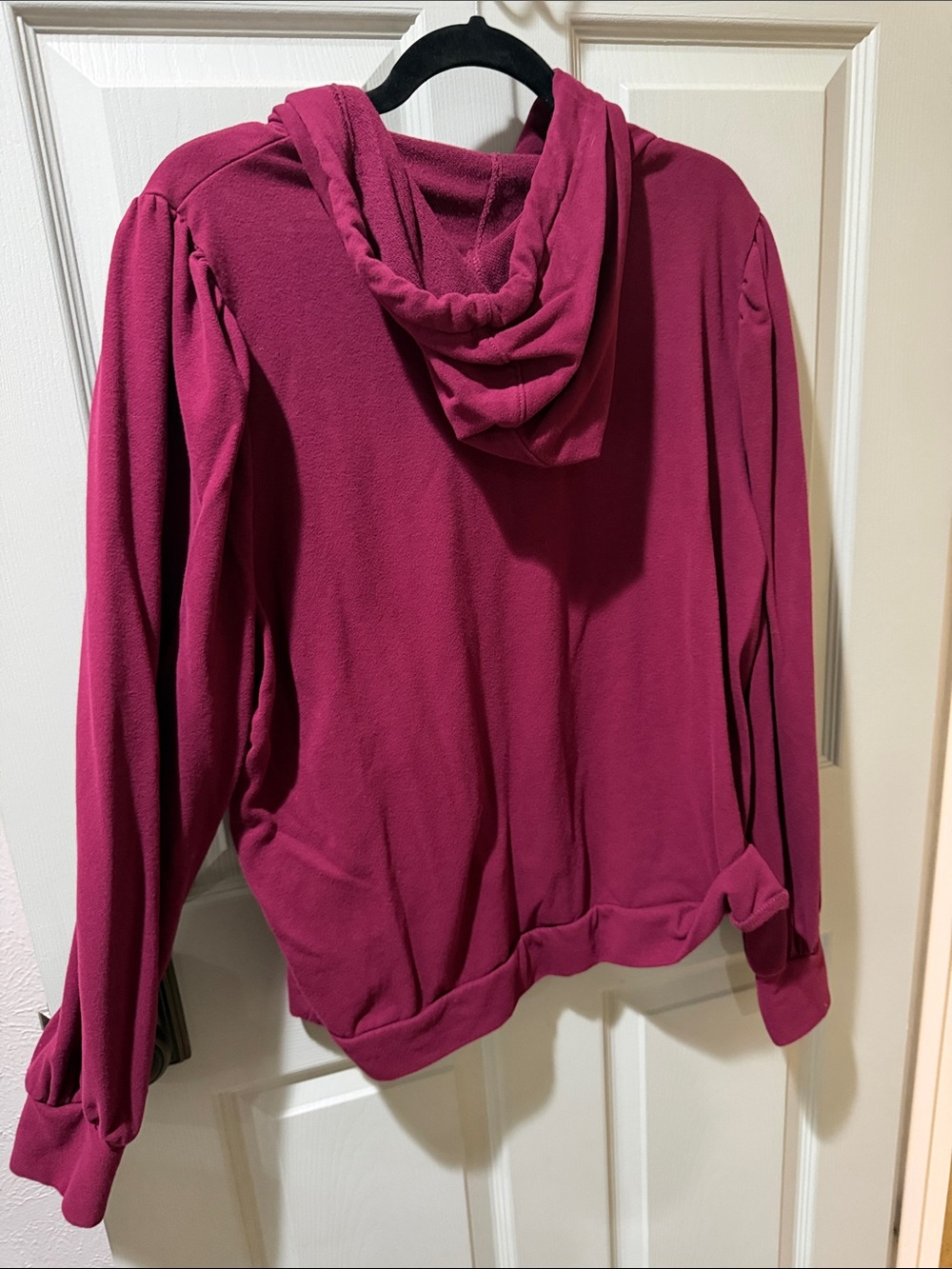 Plush Berry Fleece Hoodie with Drawstring - Picture 3 of 4